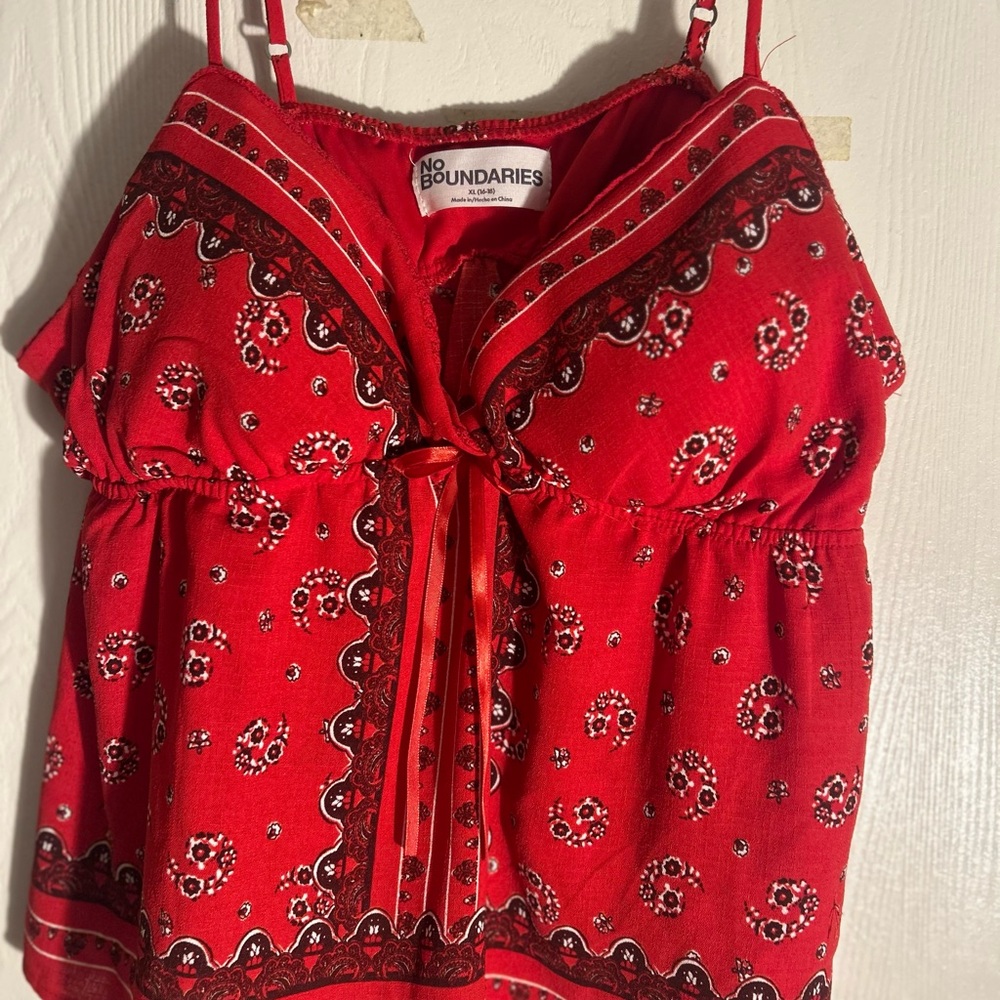 No Boundaries Red Paisley Camisole